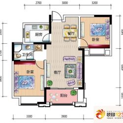 绿地伊顿公馆户型图（A5)1-X-3户型 ...