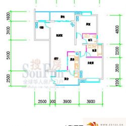 汤泉HOUSE户型图A2-C-2户型 2室2 ...