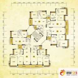 尚湖轩二期户型图6栋标准层 3室2 ...