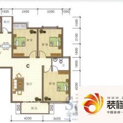 红皖家园户型图14#C户型 3室2厅2 ...