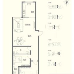 石家庄上东区上东区户型图k户型 3室2厅2卫1厨.