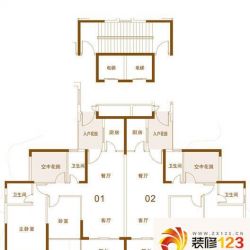 三远大爱城3栋01、02户型户型图 ...