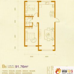 金质融城户型图三期B6户型图 2室 ...