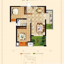 中建溪岸观邸户型图B1户型 2室2 ...