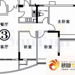 自在城市花园户型图3室2厅户型图 ...