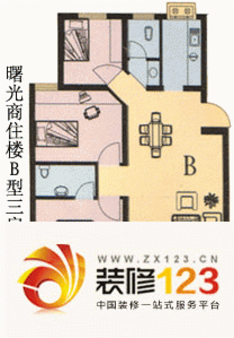 曙光商住楼户型图3室2厅.