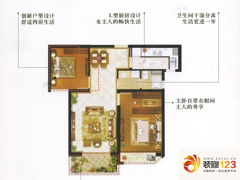 扬州国际公馆户型图a2户型 2室2 .