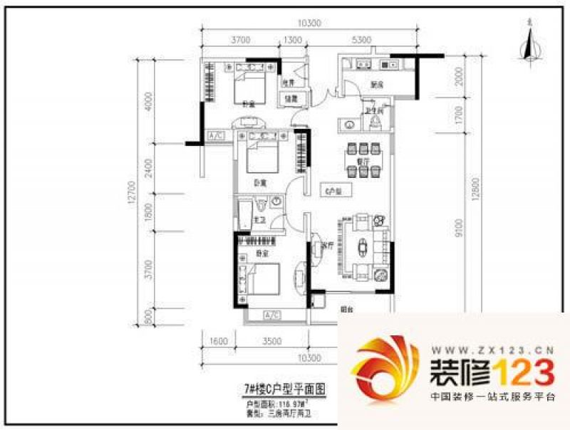 西安中登城市花园中登城市花园户型图八,九号楼d.