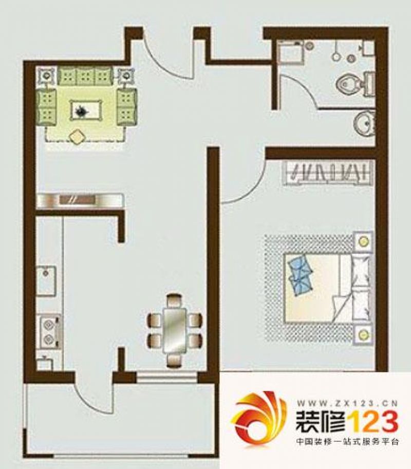 金龙花园户型图a2户型一室两厅 1.