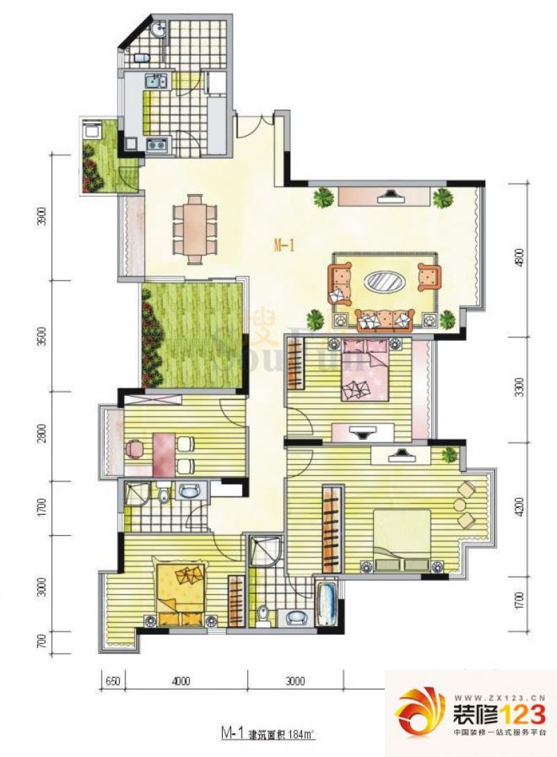 金地格林小城 4室2厅户型图 .