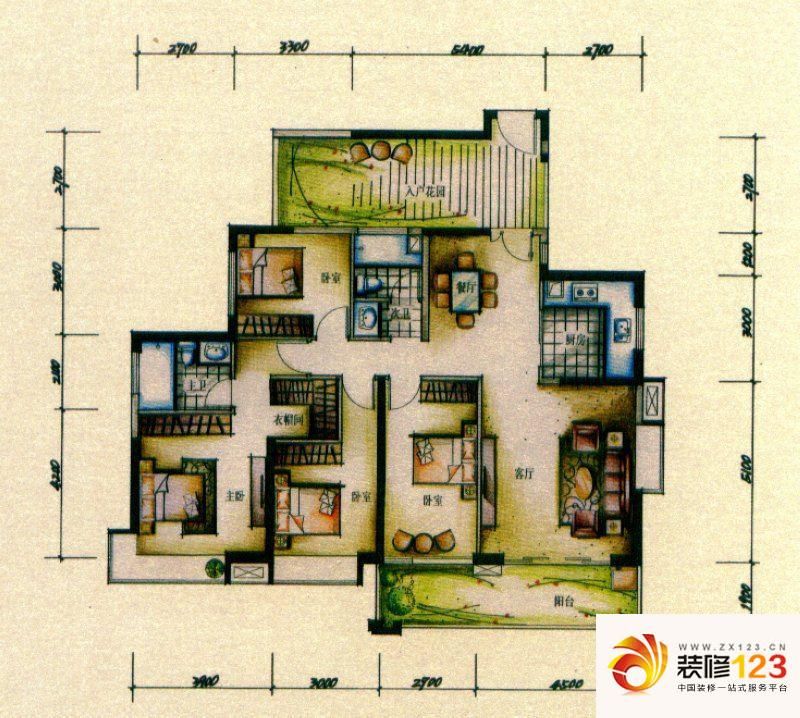 天利中央花园户型图4栋标准层C户 ...