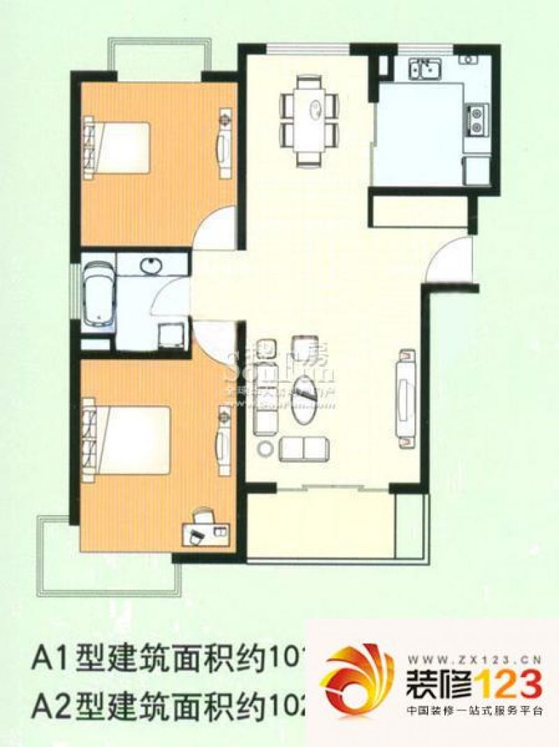 上海康悦亚洲花园康悦亚洲花园户型图a户型图 2室2.