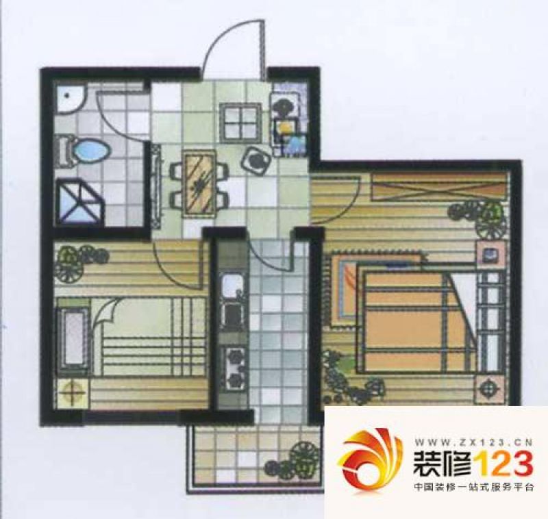 江南印象户型图54-57 2室1厅 .