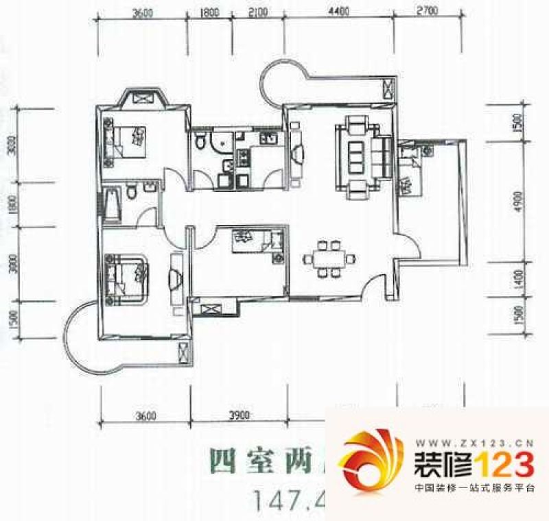 武汉华城广场华城广场户型图两房 2室2厅1卫 .图片