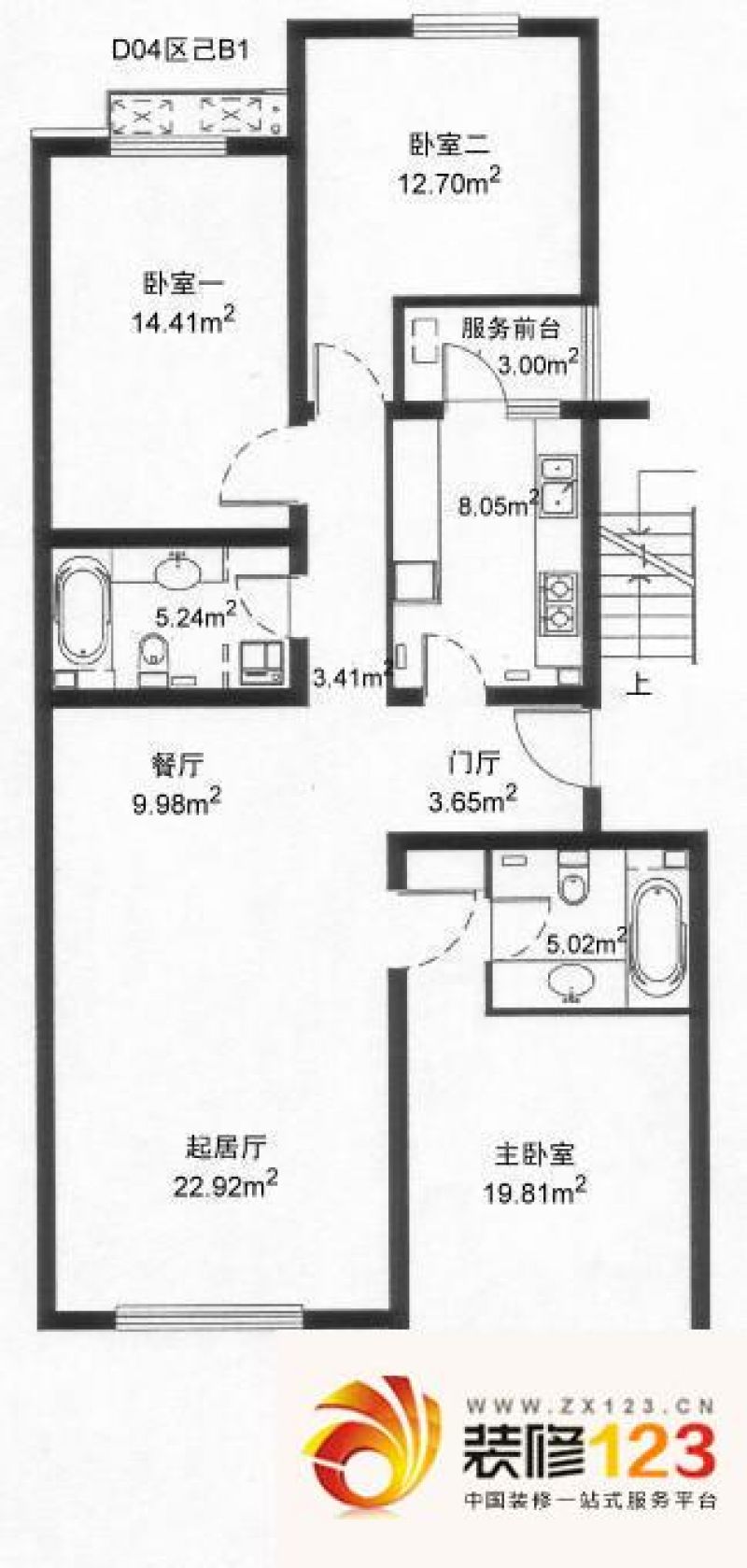 龙腾苑四区户型图户型图 3室2厅2 .