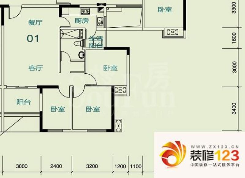 龙光峰景华庭户型图8栋b座2-18层.