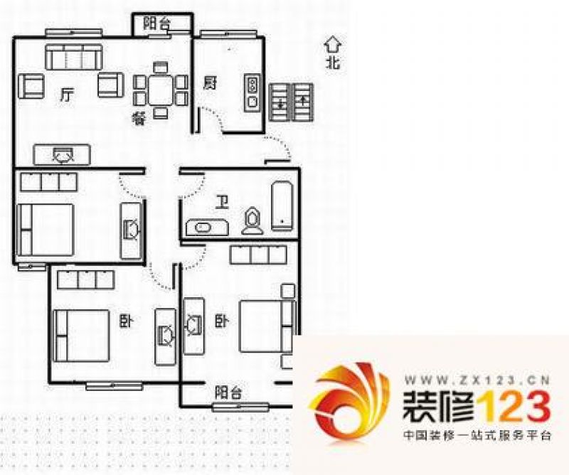 都市水乡水清苑户型图3室 户型图.