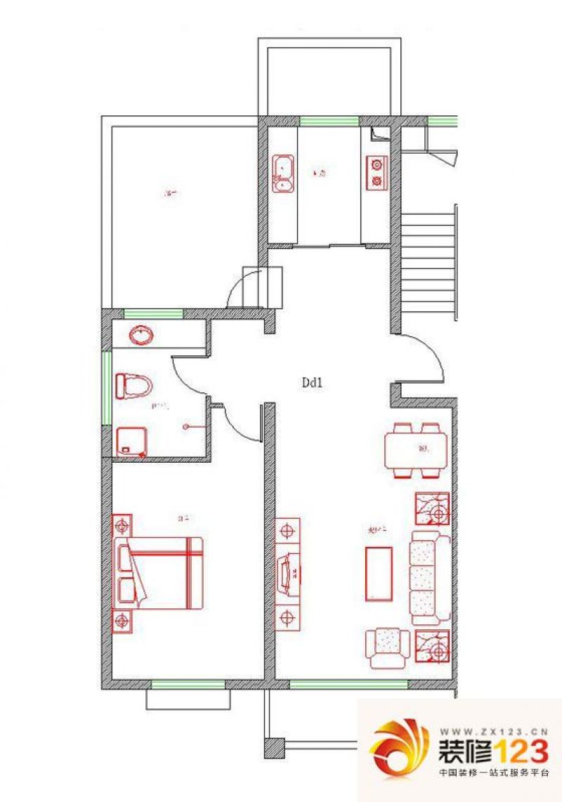 锦绣花园户型图Dd1户型 2室2厅1 ...