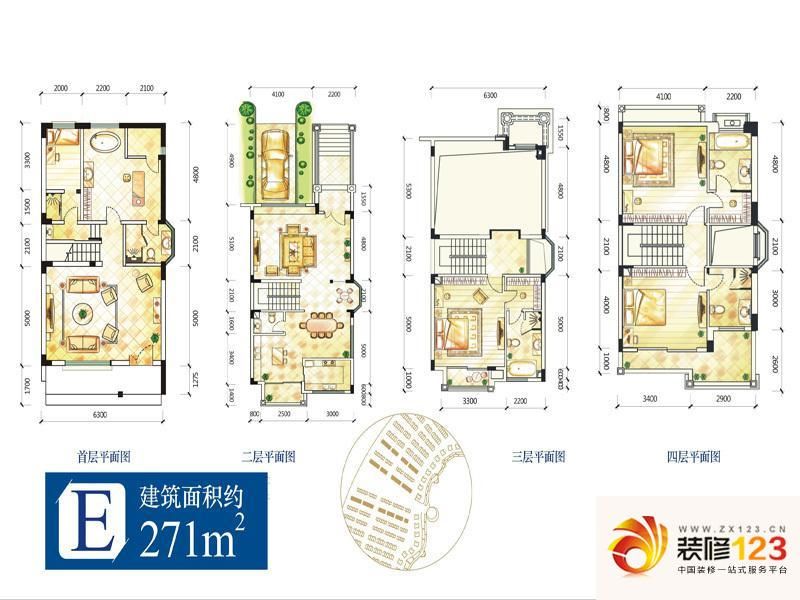 合生滨海城户型图联排别墅e户型.