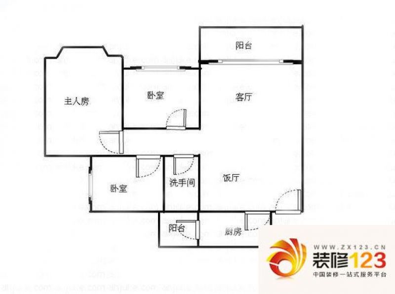 祈福新村康怡居户型图3室2厅户型.