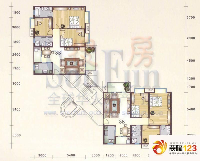 贵阳金元国际金元国际户型图1 2室2厅1卫1厨.