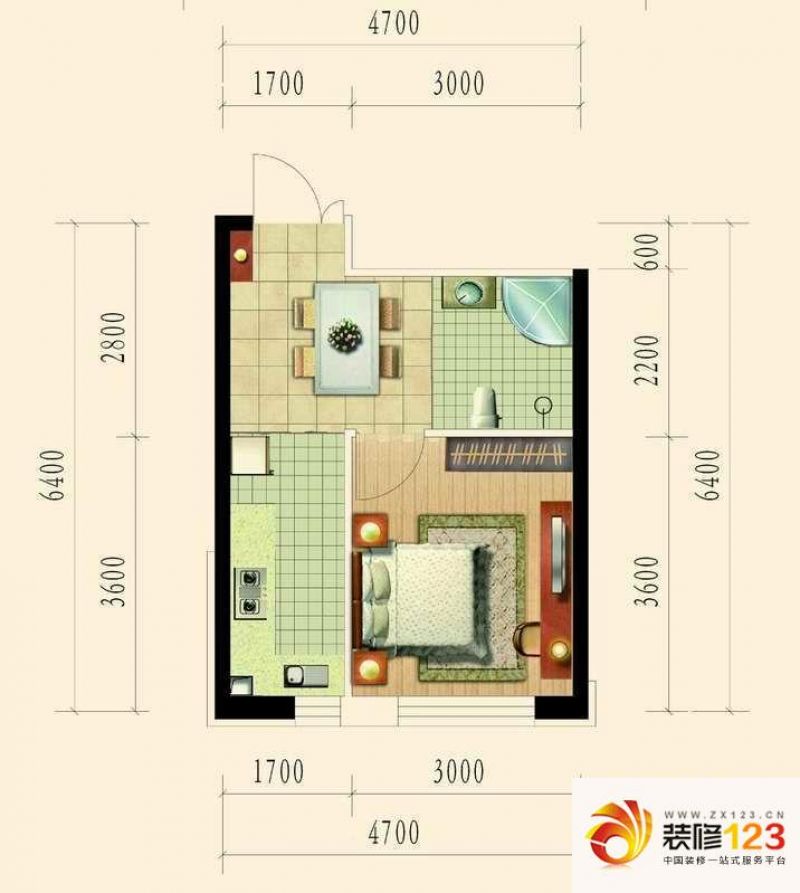 御景名都户型图F户型图 1室1厅1 ...