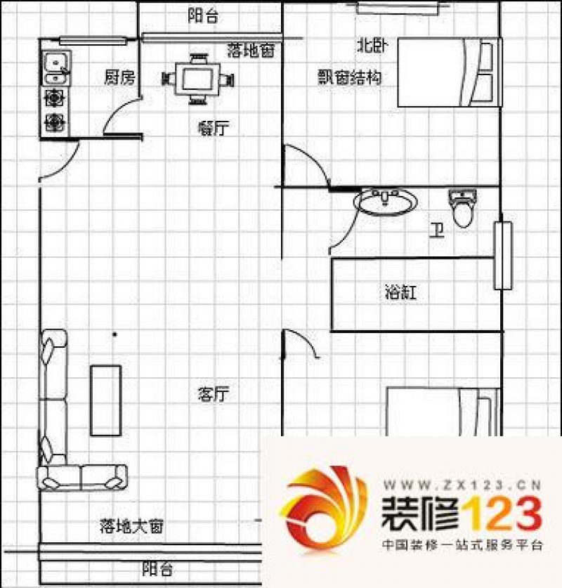 武昌街高层 2室户型图