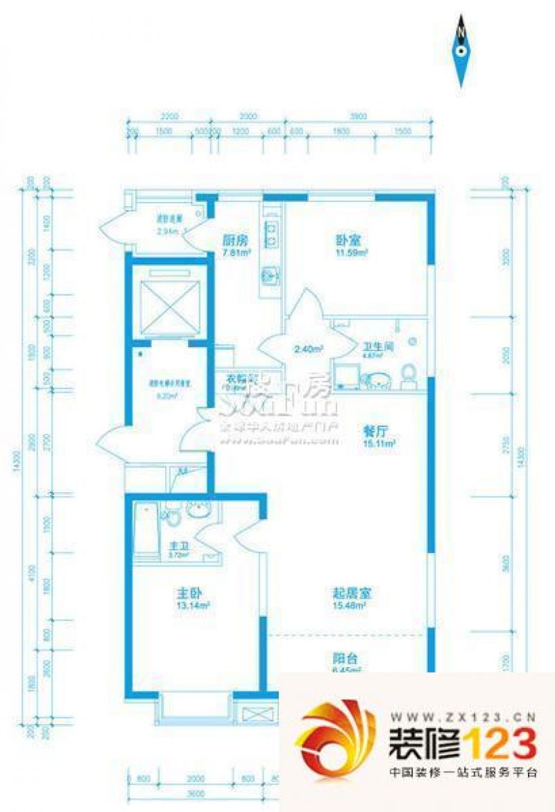 哈尔滨盟科视界盟科视界户型图d户型 2室2厅1卫1 .