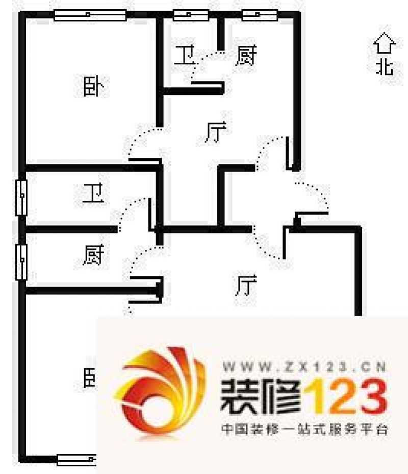 浏阳河畔户型图3室2厅2卫2厨 户.