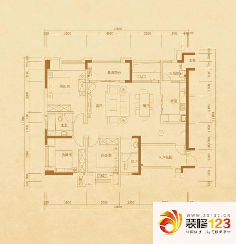 美利山公园城市f户型户型图.