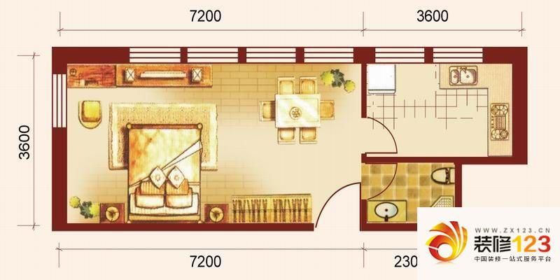 蔚蓝国际户型图25#A户型图 1室1 ...