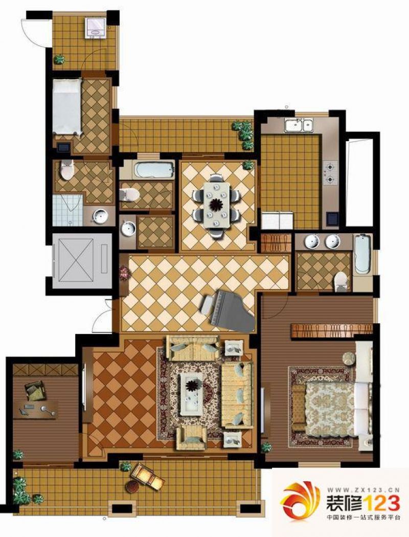 伊顿庄园户型图c户型 5室3厅5卫 .