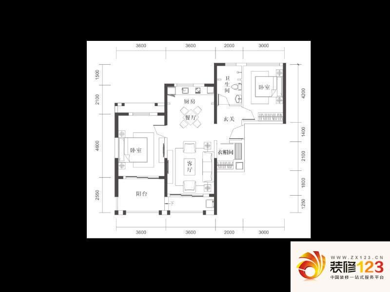 万科双月湾H2B户型图