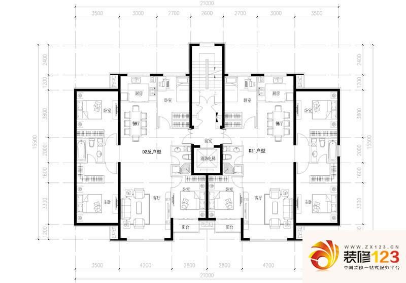 金瑞国际户型图D2户型 