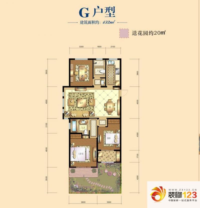 天朗大兴郡3号楼b户型户型图 .