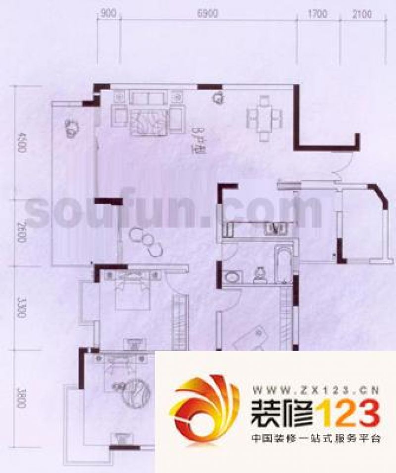 金科绿韵康城户型图2期14号楼b户 .