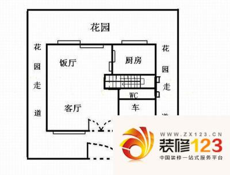 祈福新村湖畔豪庭户型图1室2厅户.