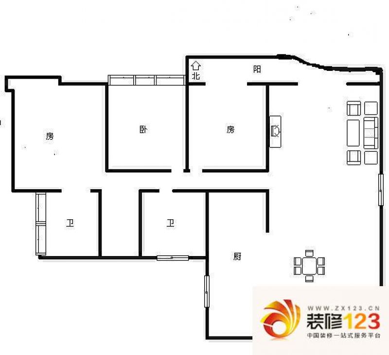 长沙华盛新外滩华盛新外滩户型图3室2厅 户型图 .