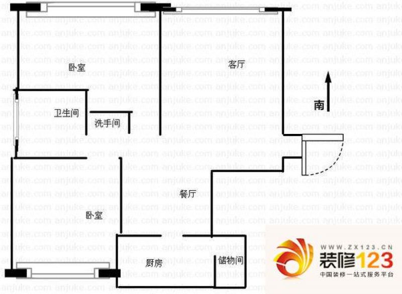 湘江世纪城咏江苑户型图2室2厅 .