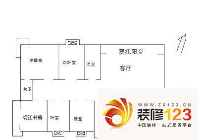 长沙华盛新外滩华盛新外滩户型图3室2厅 户型图 .