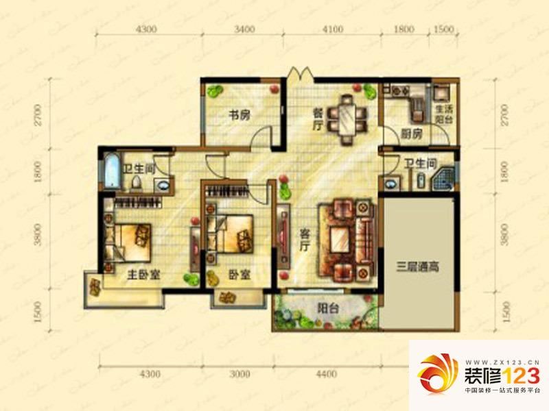 龙湾国际二期户型图6.7号楼C3户 ...