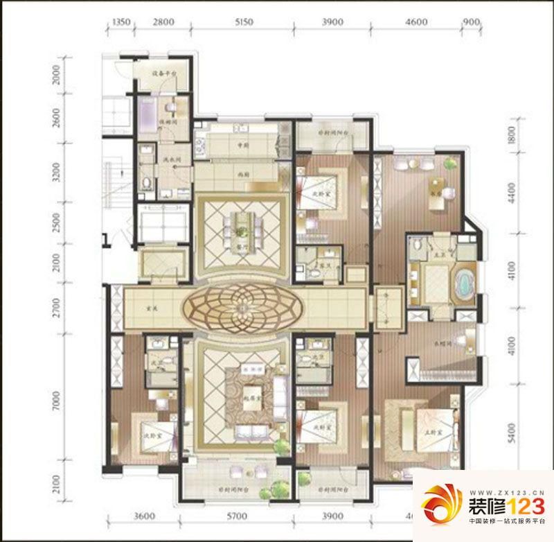 万科柏翠园户型图c户型图 5室2厅 .