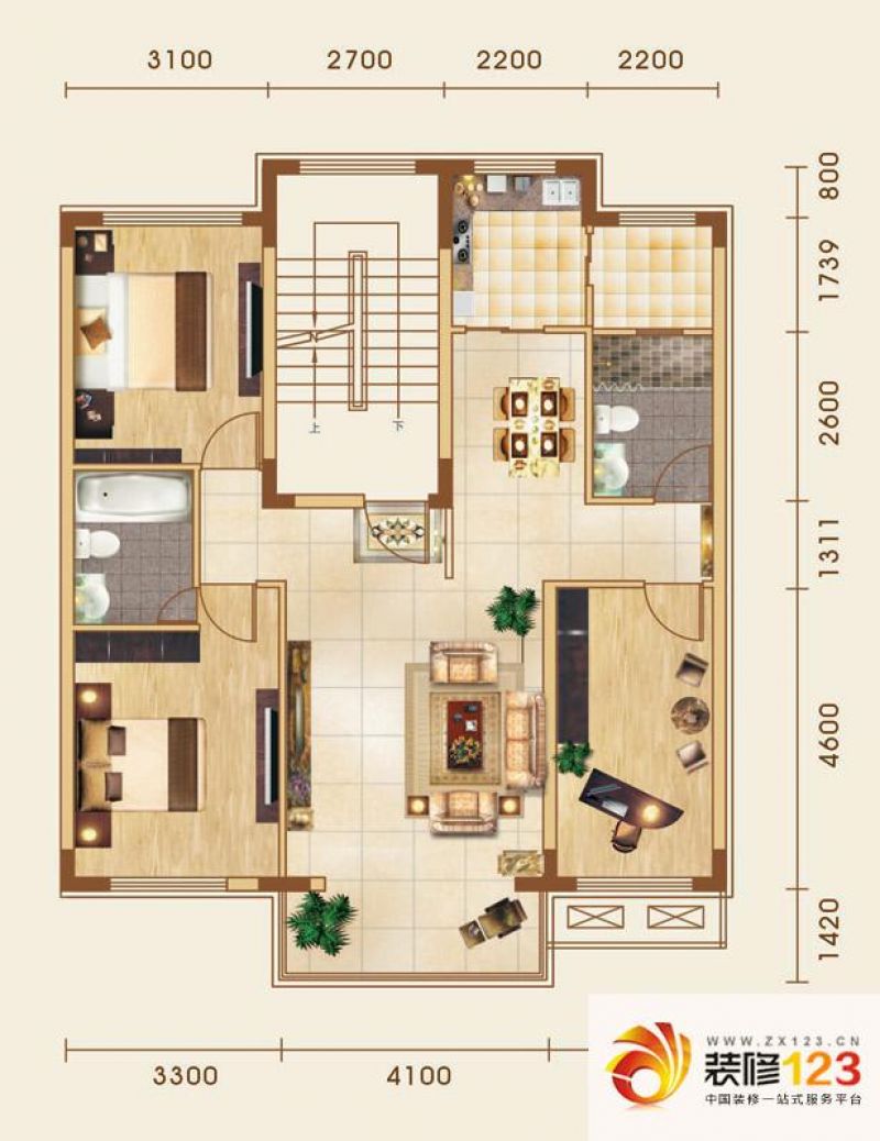 泰莱香榭里户型图户型图 3室2厅2 .