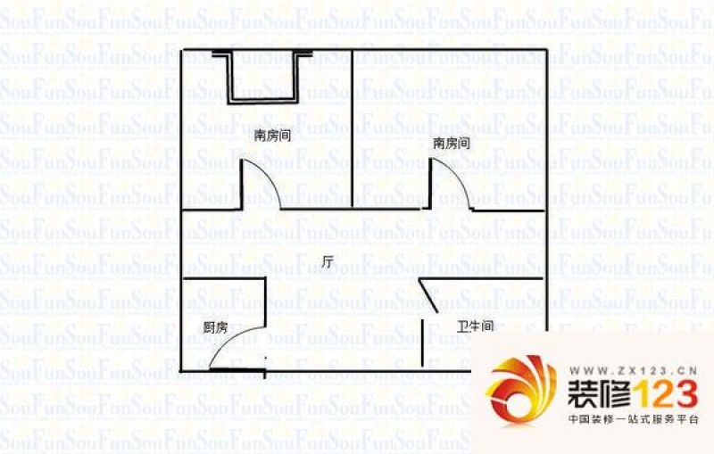 车站西路305弄户型图户型图 2室1.