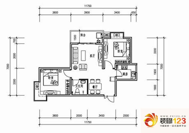 西安西城馨苑西城馨苑b户型户型图图片大全-我的小区-西安装信通网