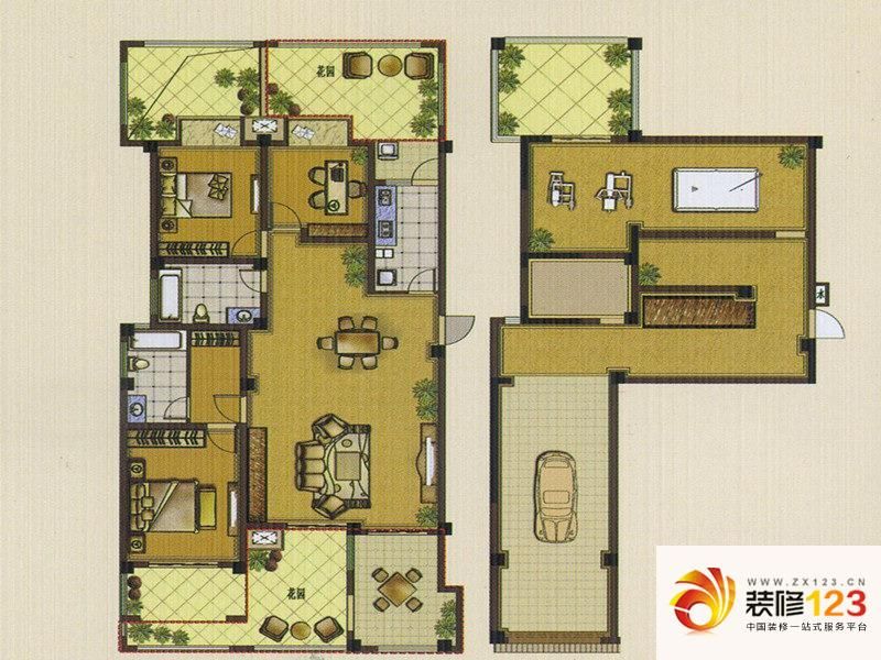 水岸枫情户型图a1户型 3室2厅2卫.