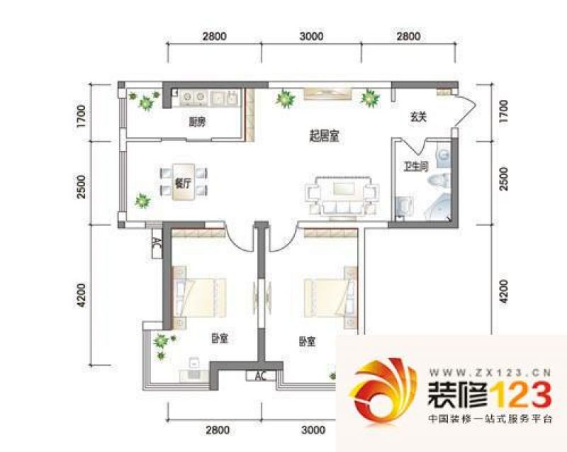 惠泽园户型图3室2厅2卫1厨 户型 .