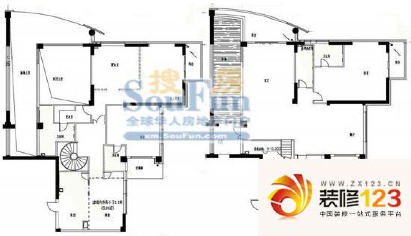 和谐天下户型图3栋2跃2层 4室2厅 ...