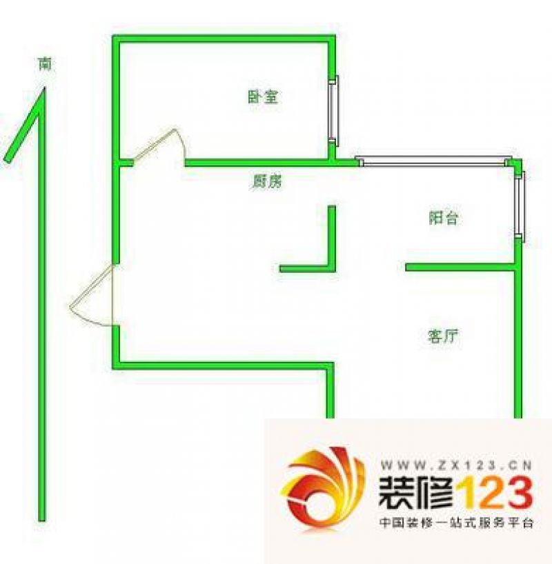 龙腾苑四区户型图户型图 2室1厅1 .