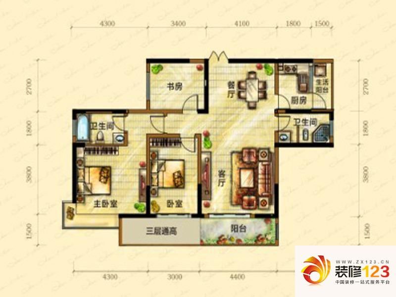 龙湾国际二期户型图6.7号楼C3户 ...